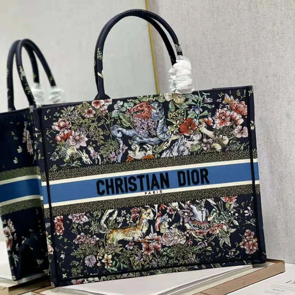 Dior Large Dior Book Tote Blue Multicolor D for Women in Constellation Embroidery