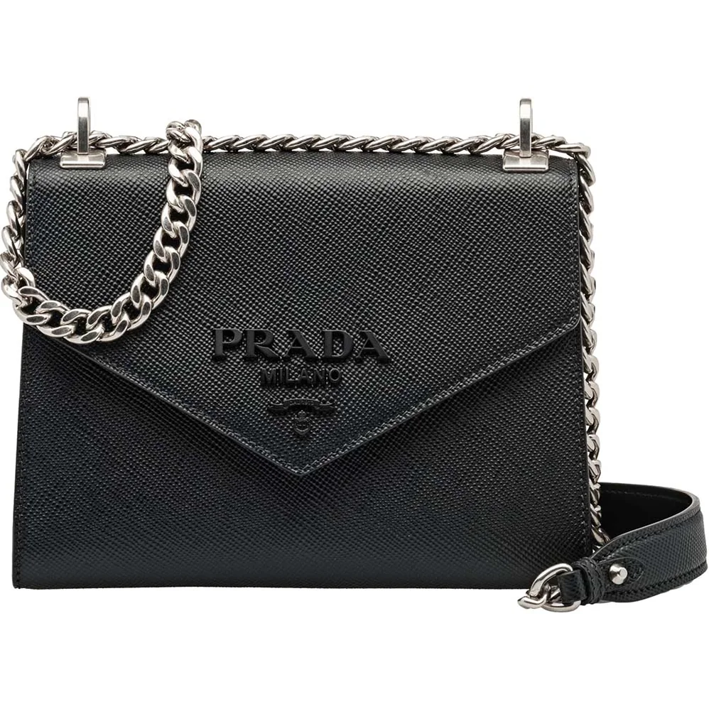 Prada Monochrome Saffiano Leather Bag for Women in Black