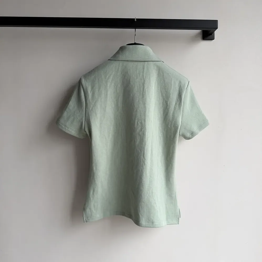 Dior Médaillon Embroidered Polo Shirt Green Cotton-Blend Piqué for Women Dior Médaillon Embroidered Polo Shirt Green Cotton-Blend Piqué for Women