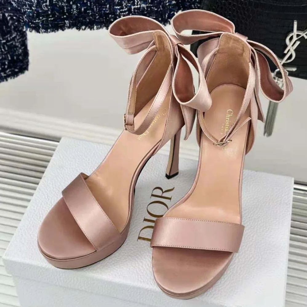 Dior Mlle Dior Heeled Sandal Rose Des Vents Satin for Women