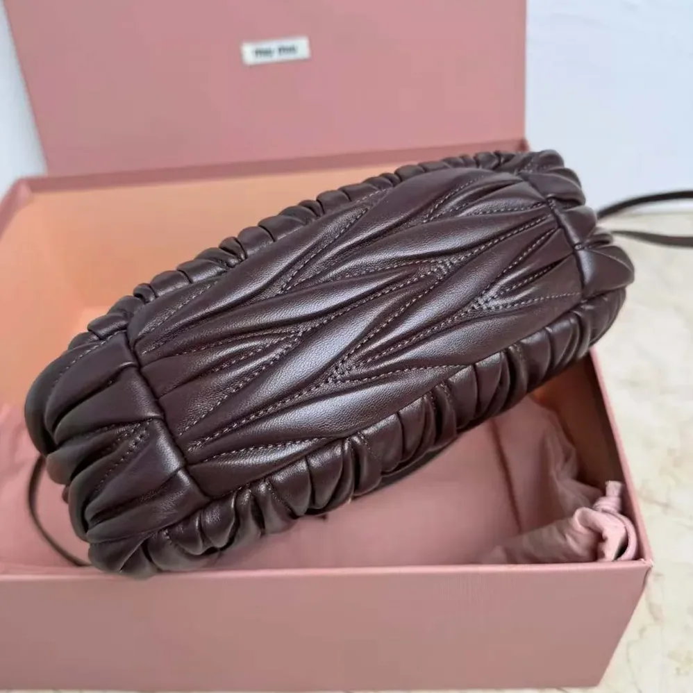 Miu Miu Wander Matelassé Nappa Leather Hobo Bag for Women in Chocolate