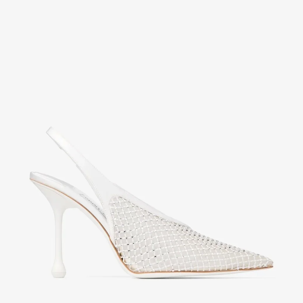 Jimmy Choo Isa 95 Crystal Mesh Pumps White ISA95QHS