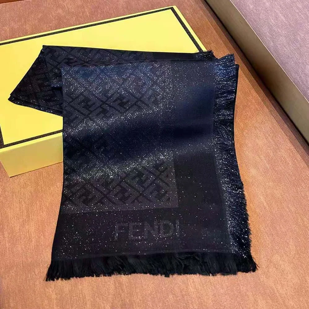 Fendi FF Shawl Black Lurex for Unisex Fendi FF Shawl Black Lurex for Unisex