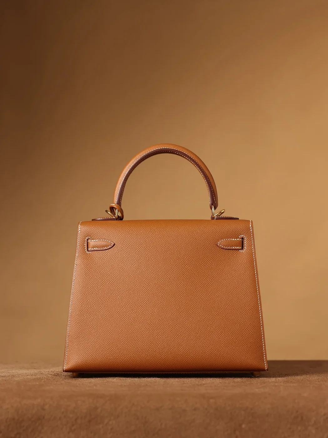 Hermes Kelly Epsom Gold Tone Lock Bag Brown 9,/