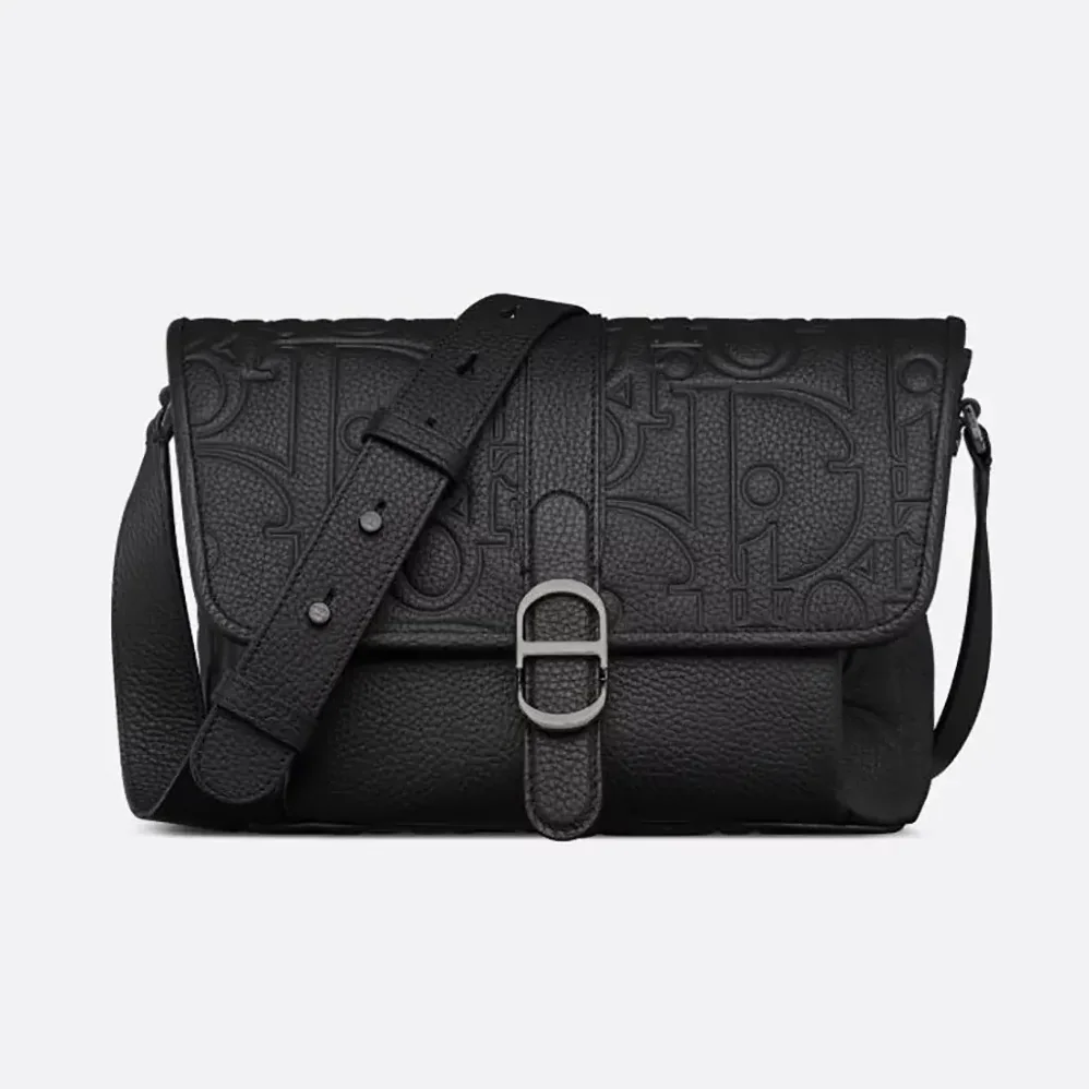 Dior Medium Dior Daily Messenger Bag with Flap Black Dior Gravity Leather for Men