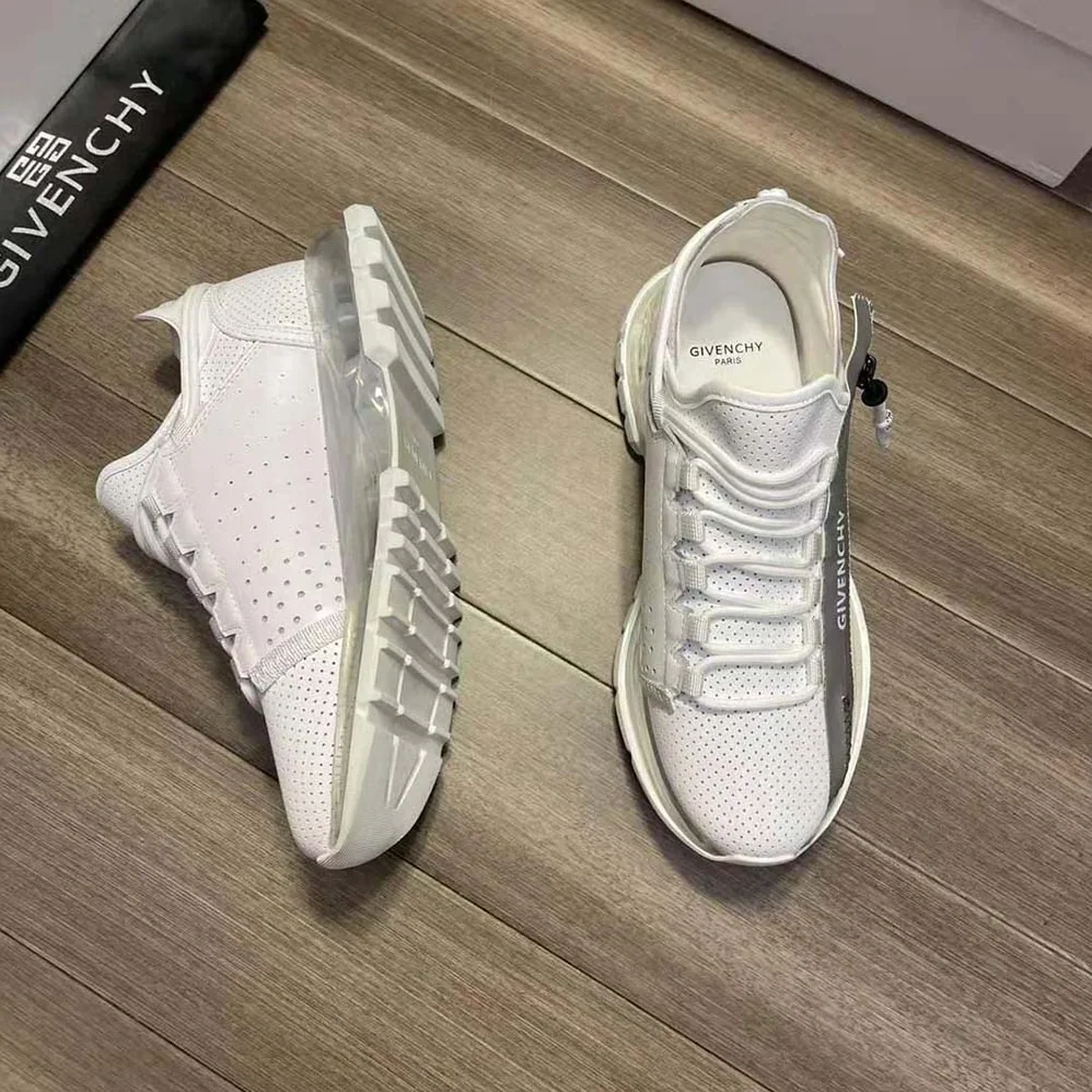 Givenchy Spectre Low Runners Sneakers in Perforated Leather with Zip for Unisex in White