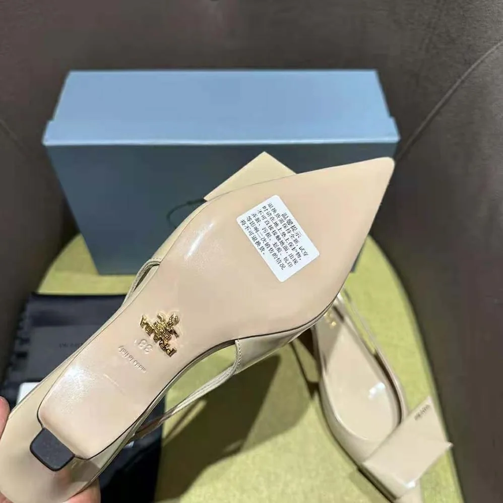 Prada Brushed Leather Slingback Pumps for Women in Pink