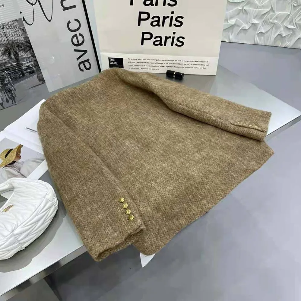 Celine Oversized Cardigan in Alpaca Wool for Women in Brown
