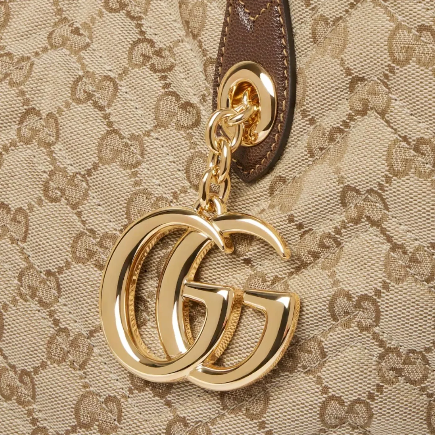 Gucci Marmont Medium Tote Bag / Sand/ Dark Brown Gold Hardware