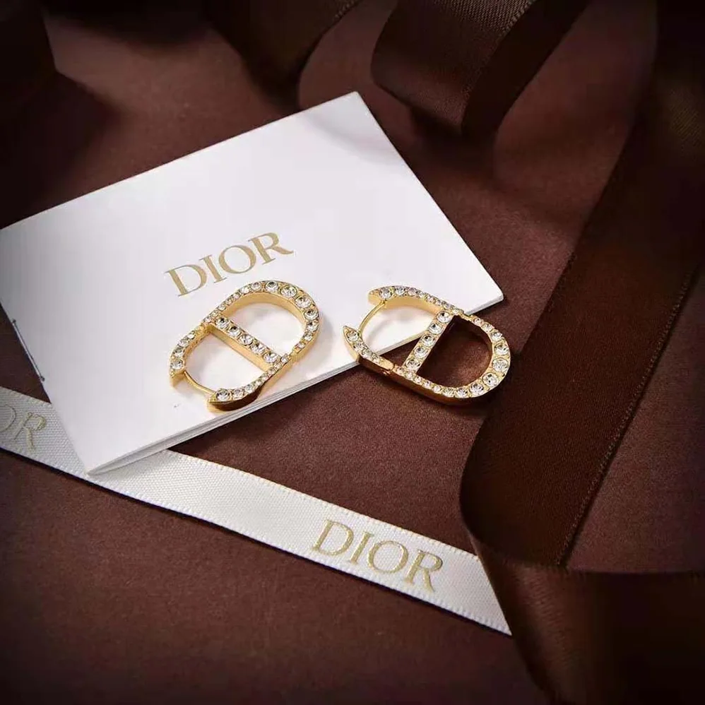 Dior 30 Montaigne Earrings Gold-Finish Metal and Silver for Women in Tone Crystals