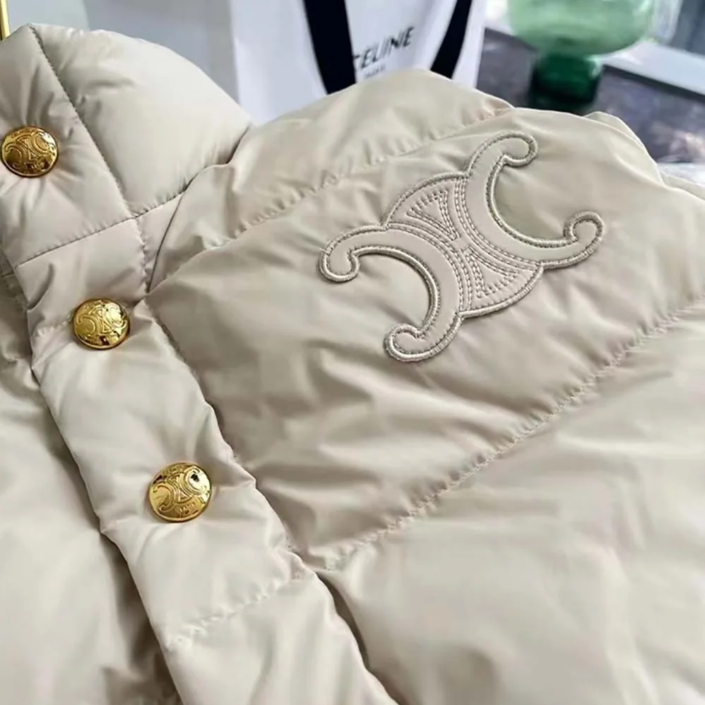 Celine Quilted Blouson Jacket in Lightweight Nylon for Women in Beige Celine Quilted Blouson Jacket in Lightweight Nylon for Women in Beige