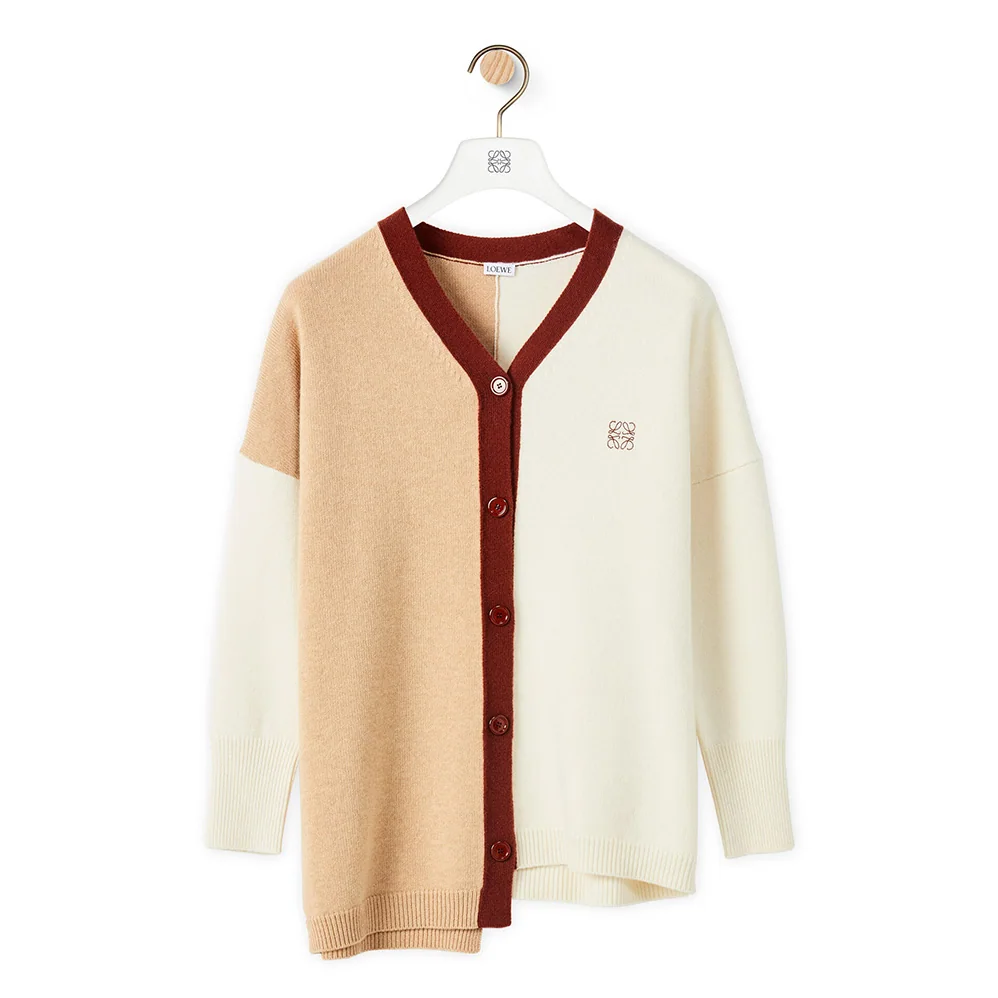 Loewe Anagram Asymmetric Cardigan in Wool for Women