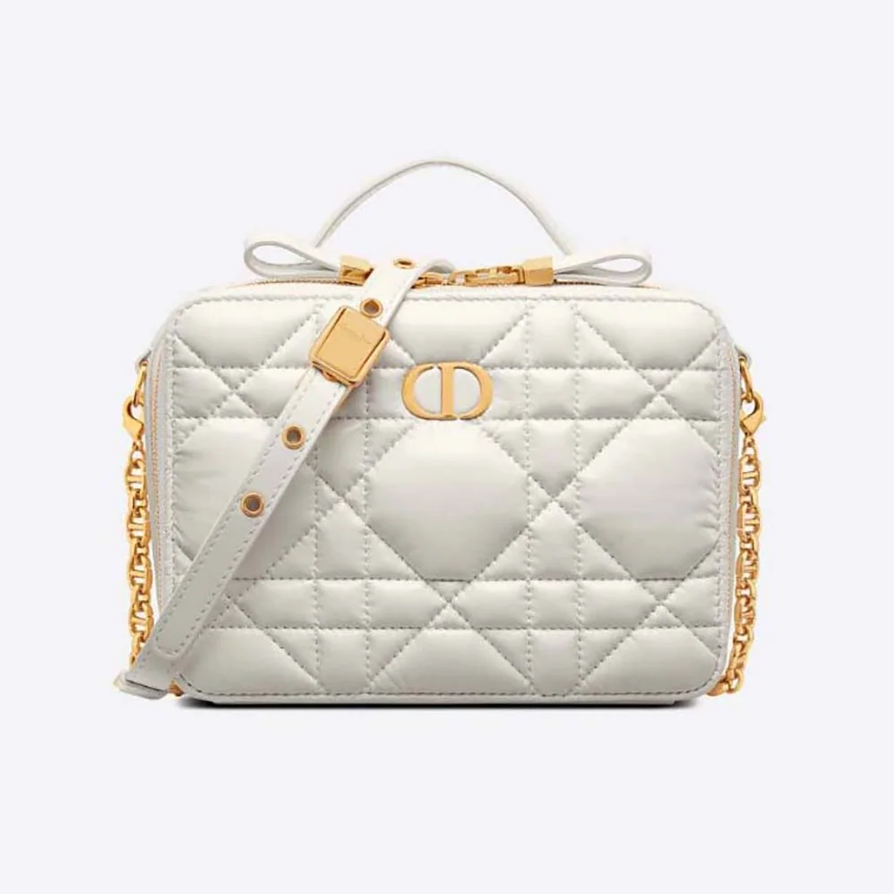 Dior Caro Box Bag with Chain Latte Quilted Macrocannage Calfskin for Women Dior Caro Box Bag with Chain Latte Quilted Macrocannage Calfskin for Women