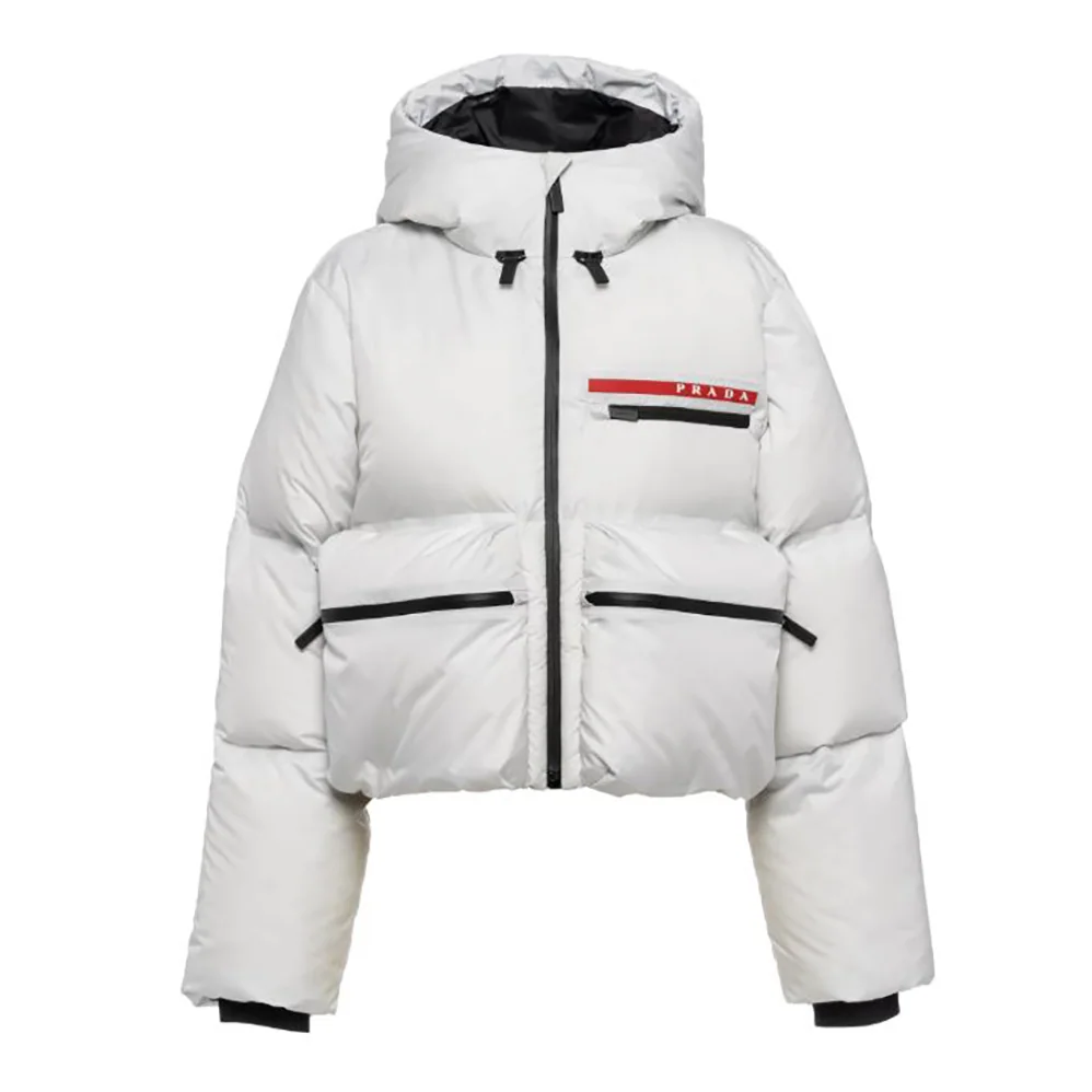 Prada Light Polyester Puffer Jacket for Women in White Prada Light Polyester Puffer Jacket for Women in White