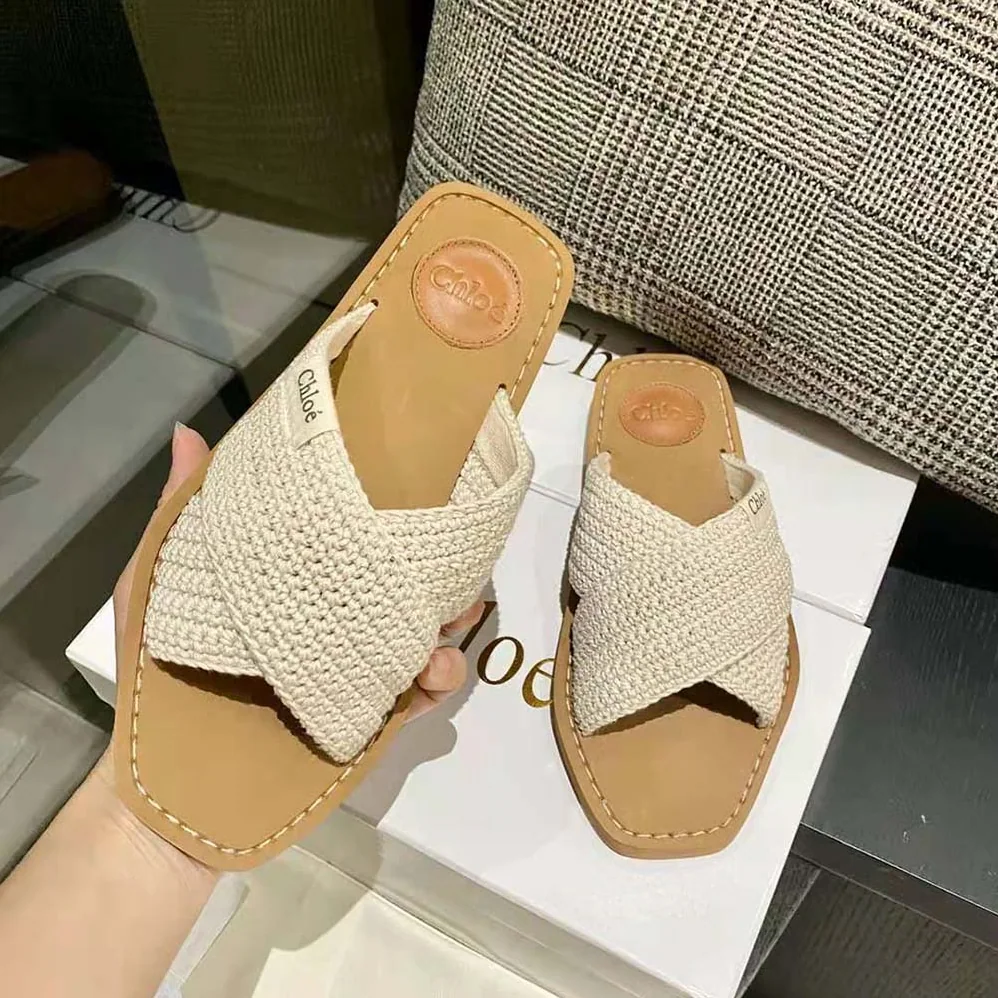 Chloe Woody Flat Mule for Women in Beige Chloe Woody Flat Mule for Women in Beige