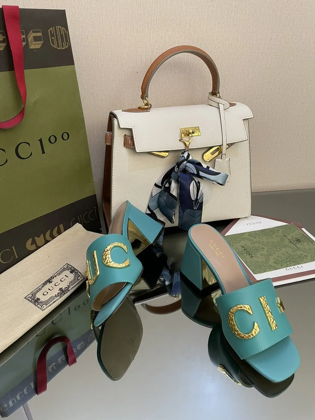 Gucci ‘Gucci' Slide Sandal Jade Green for Women Gucci ‘Gucci' Slide Sandal Jade Green for Women
