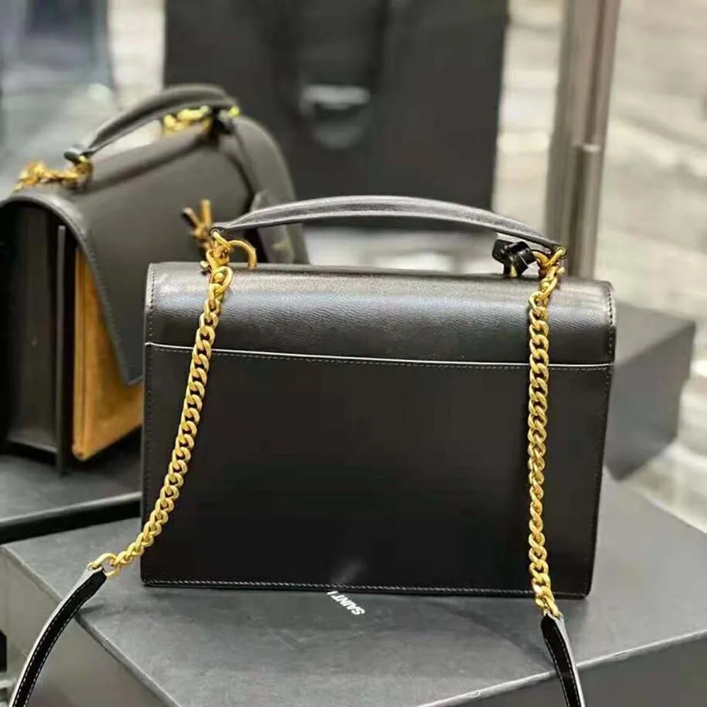 Saint Laurent YSL Medium Sunset Satchel in Shiny Vegetable for Women in Tanned Leather