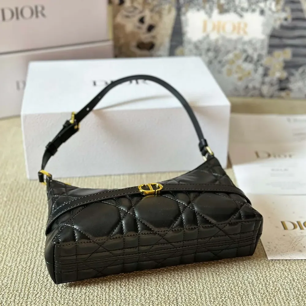 Dior Miss Caro Cigale Mini Bag Black Macrocannage Lambskin for Women