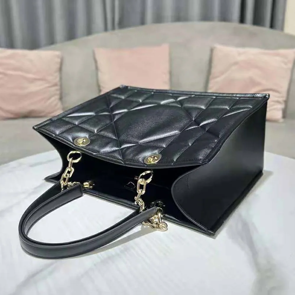 Dior Medium Dior Essential Tote Bag Black Archicannage Calfskin for Women