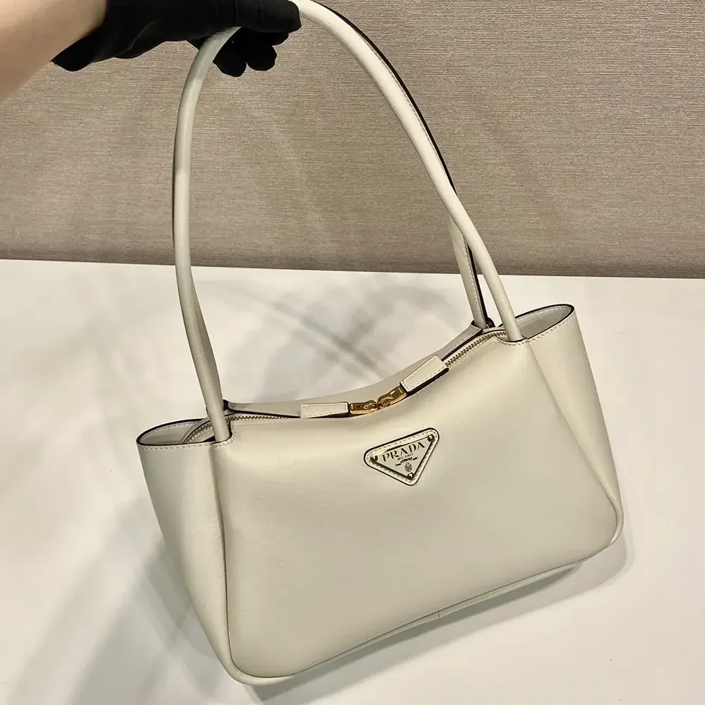 Prada Medium Leather Handbag for Women in White Prada Medium Leather Handbag for Women in White