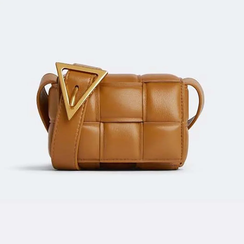 Bottega Veneta Candy Padded Cassette Mini Padded Intreccio Leather Cross-Body Bag for Women in Brown