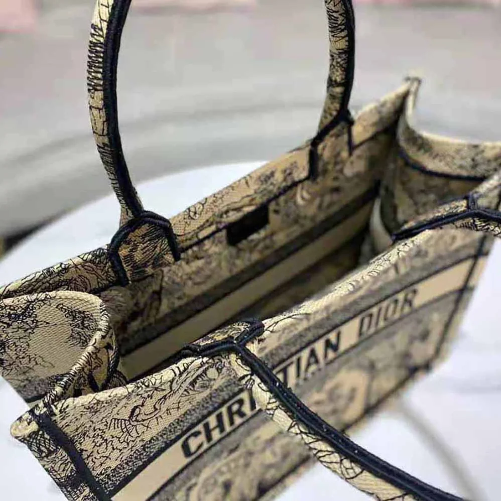 Dior Medium Dior Book Tote Brown Toile de Jouy Embroidery for Women