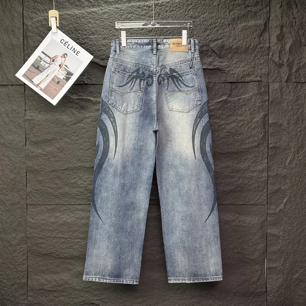 Balenciaga Wide Leg Baggy Pants in Blue for Women