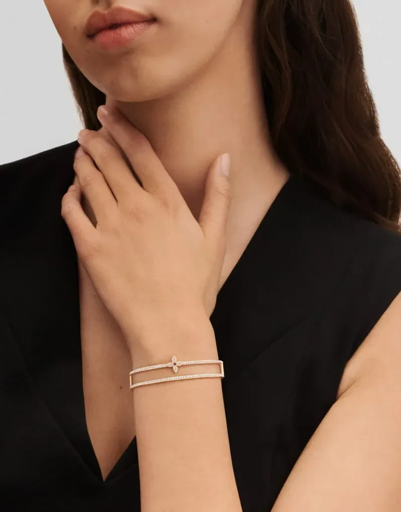 Louis Vuitton Idylle Blossom Two-Row Bracelet, Pink Gold And Diamonds