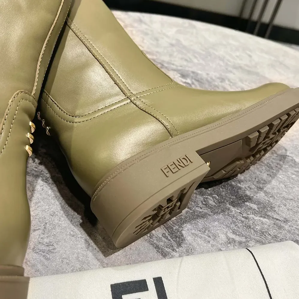 Fendi Fendi Filo Green Leather Boots for Women Fendi Fendi Filo Green Leather Boots for Women