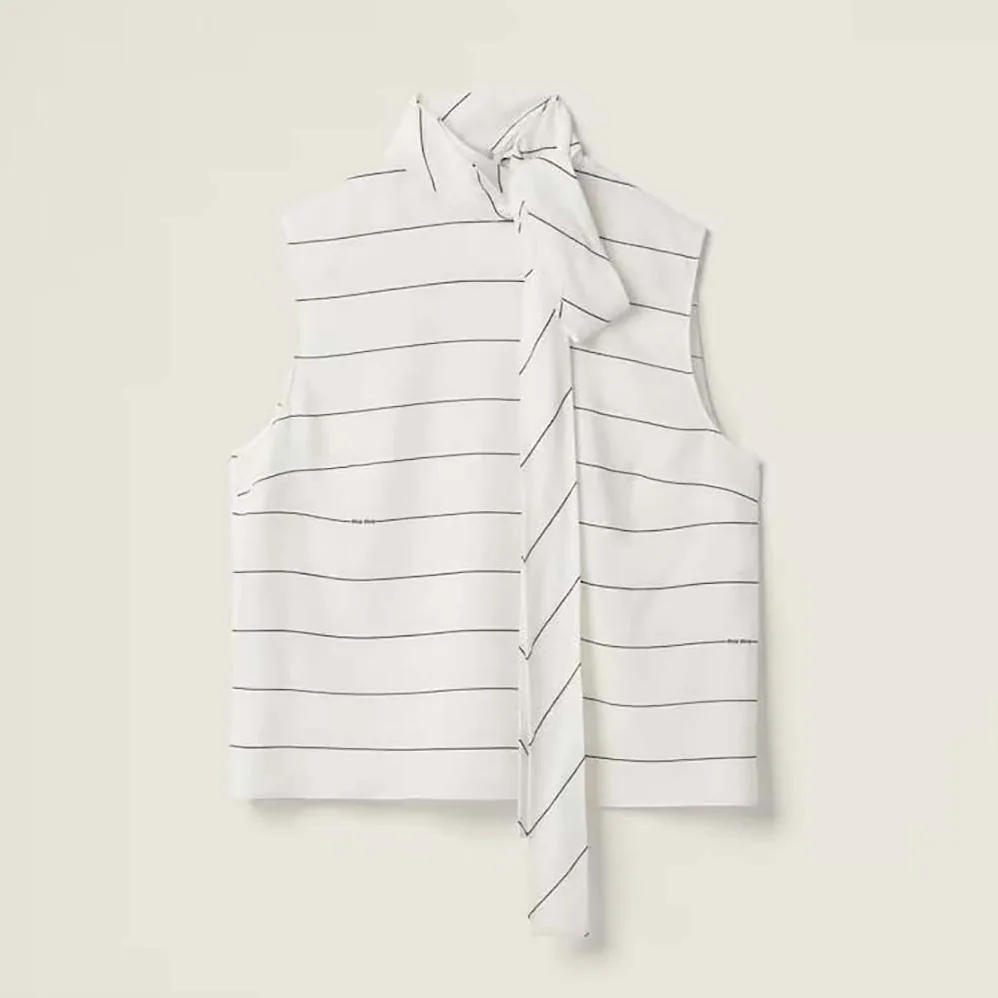 Miu Miu Striped Sablé Top MT1806_14H0_F0UB0 for Women Miu Miu Striped Sablé Top MT1806_14H0_F0UB0 for Women