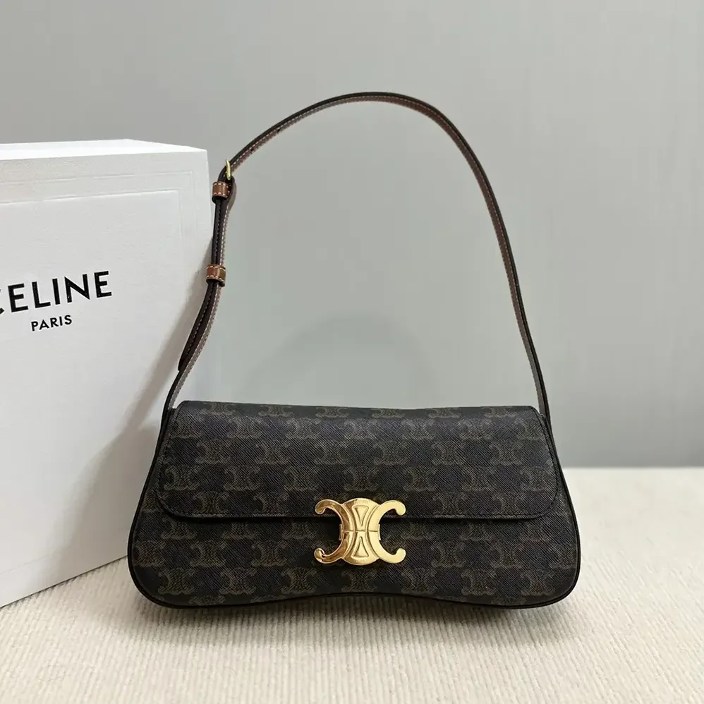 Celine Medium Celine Lola Bag in Triomphe Canvas and Calfskin for Women