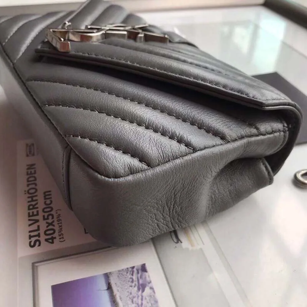 Saint Laurent YSL Classic Medium College Bag Matelasse Leather in Grey