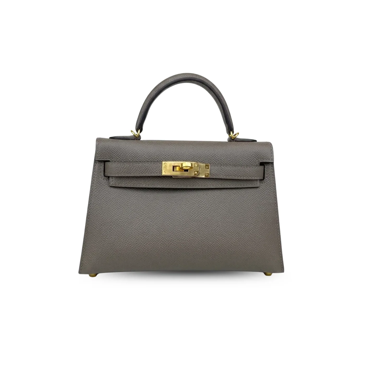 Hermes Kelly Mini Top Handle Bag / Dark Grey Epsom Gold Hardware