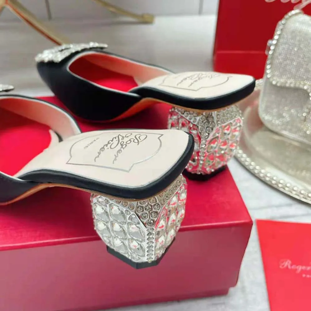 Roger Vivier Mules Rhinestone Buckle in Satin for Women Roger Vivier Mules Rhinestone Buckle in Satin for Women