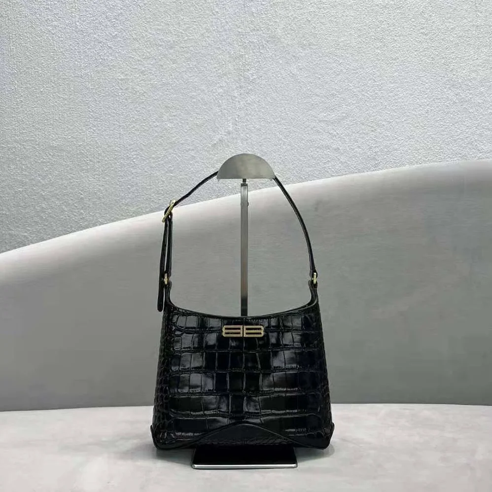 Balenciaga XX Small Hobo Bag Crocodile Embossed in Black for Women Balenciaga XX Small Hobo Bag Crocodile Embossed in Black for Women
