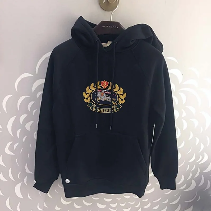 Burberry Embroidered Archive Logo Oversized Hoodie for Unisex in Black
