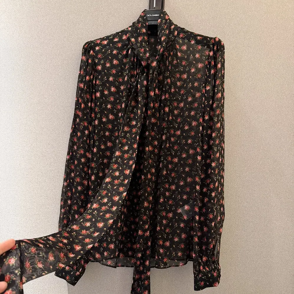 Dolce Gabbana D&G Small Rose for Women in Print Chiffon Top