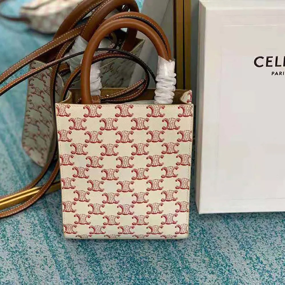 Celine Mini Vertical Cabas in Triomphe Canvas with Celine Print for Women