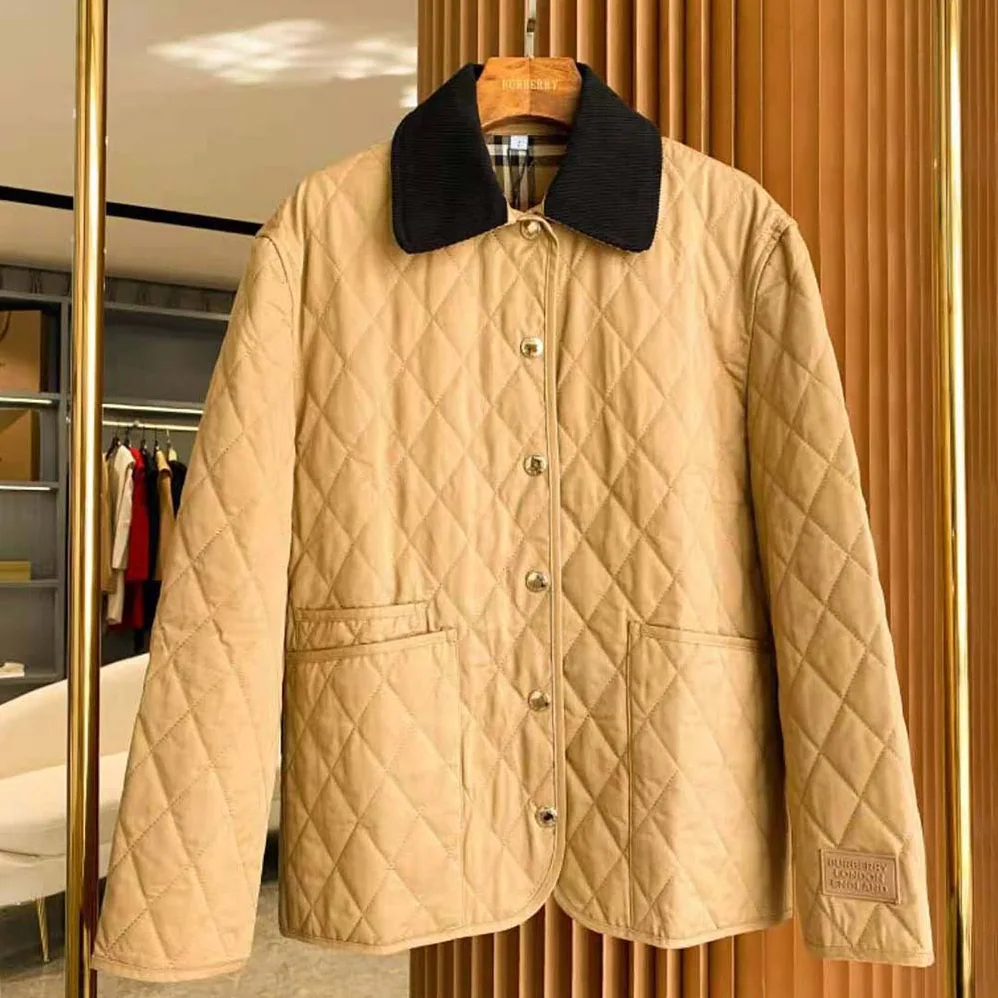 Burberry Corduroy Collar Diamond Quilted Jacket for Women