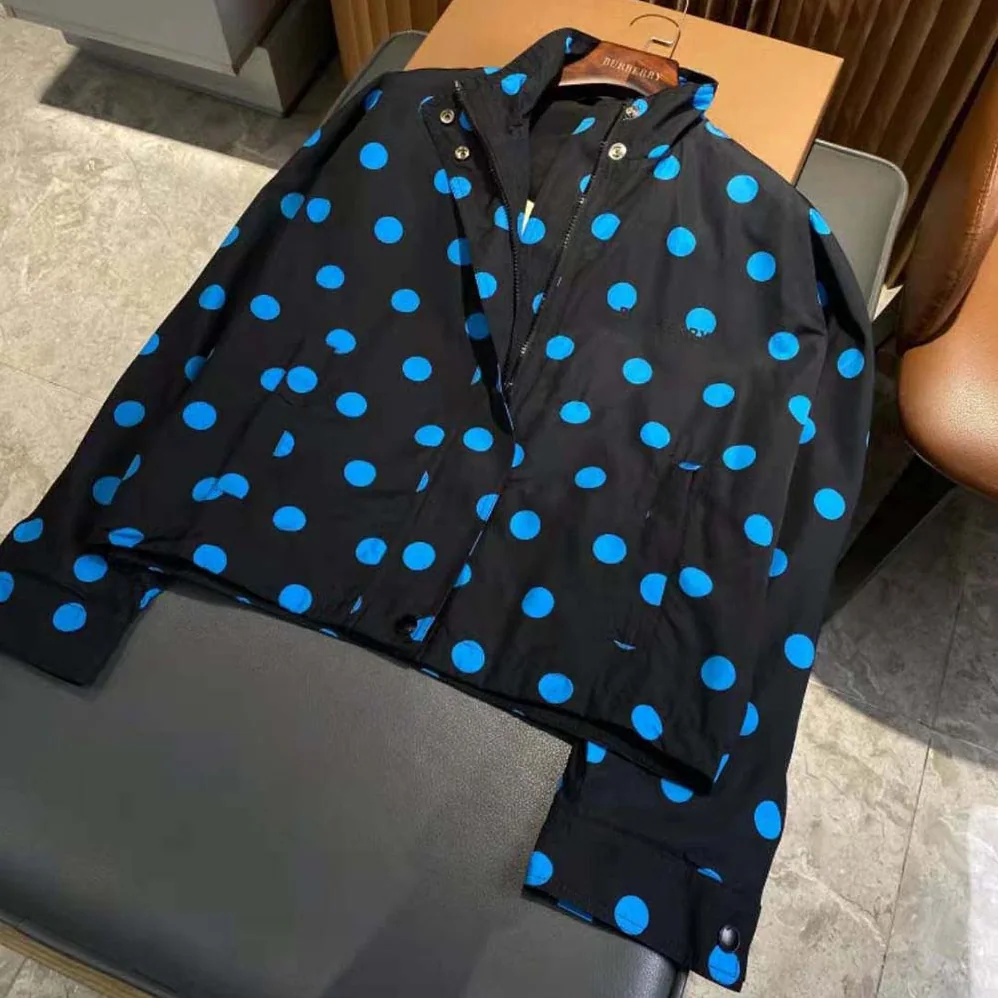 Burberry Polka Dot Nylon Jacquard Funnel Neck Jacket for Women Burberry Polka Dot Nylon Jacquard Funnel Neck Jacket for Women