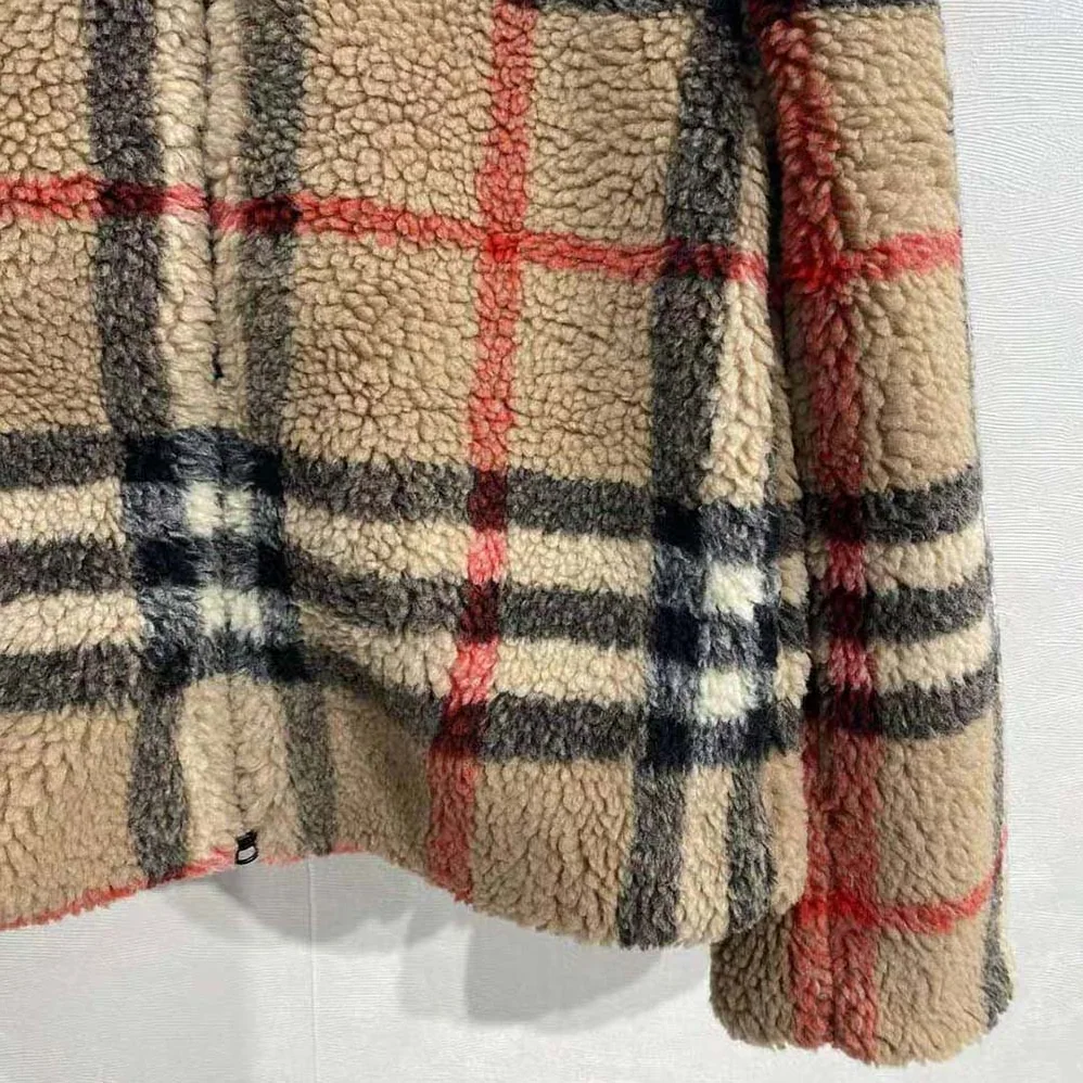 Burberry Check Fleece Hooded Jacket for Men