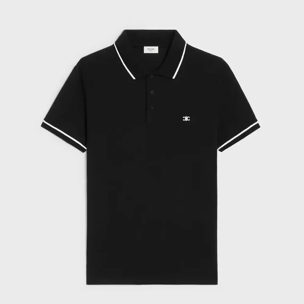 Celine Classic Polo Shirt in Cotton Piqué-Black 2X75H626U.38AW for Men Celine Classic Polo Shirt in Cotton Piqué-Black 2X75H626U.38AW for Men