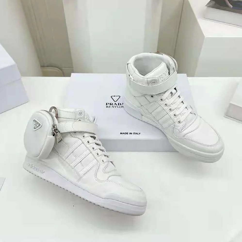 Prada Adidas for Prada Re-Nylon Forum High-Top Sneakers for Women in White