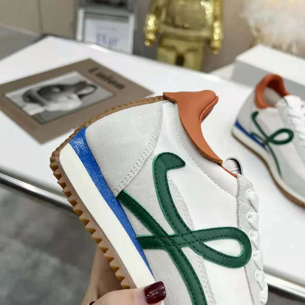 Loewe Flow Runner in Nylon and Calfskin for Women in Green Loewe Flow Runner in Nylon and Calfskin for Women in Green