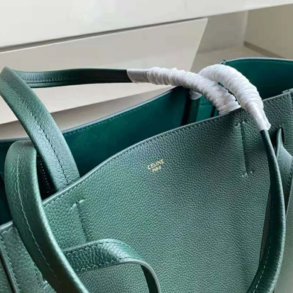 Celine Small Cabas Phantom in Soft Grained Calfskin for Women in Green