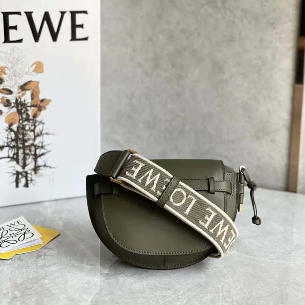 Loewe Mini Gate Dual Bag in Soft Calfskin and Jacquard for Women in Green Loewe Mini Gate Dual Bag in Soft Calfskin and Jacquard for Women in Green