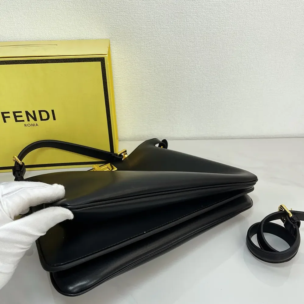 Fendi Peekaboo Soft Medium Black Leather Bag for Women