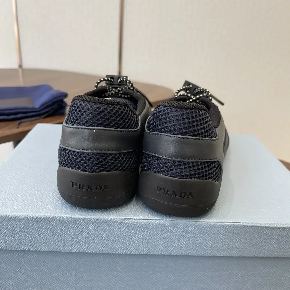 Prada Speedrock Leather And Mesh Fabric Sneakers for Unisex in Black