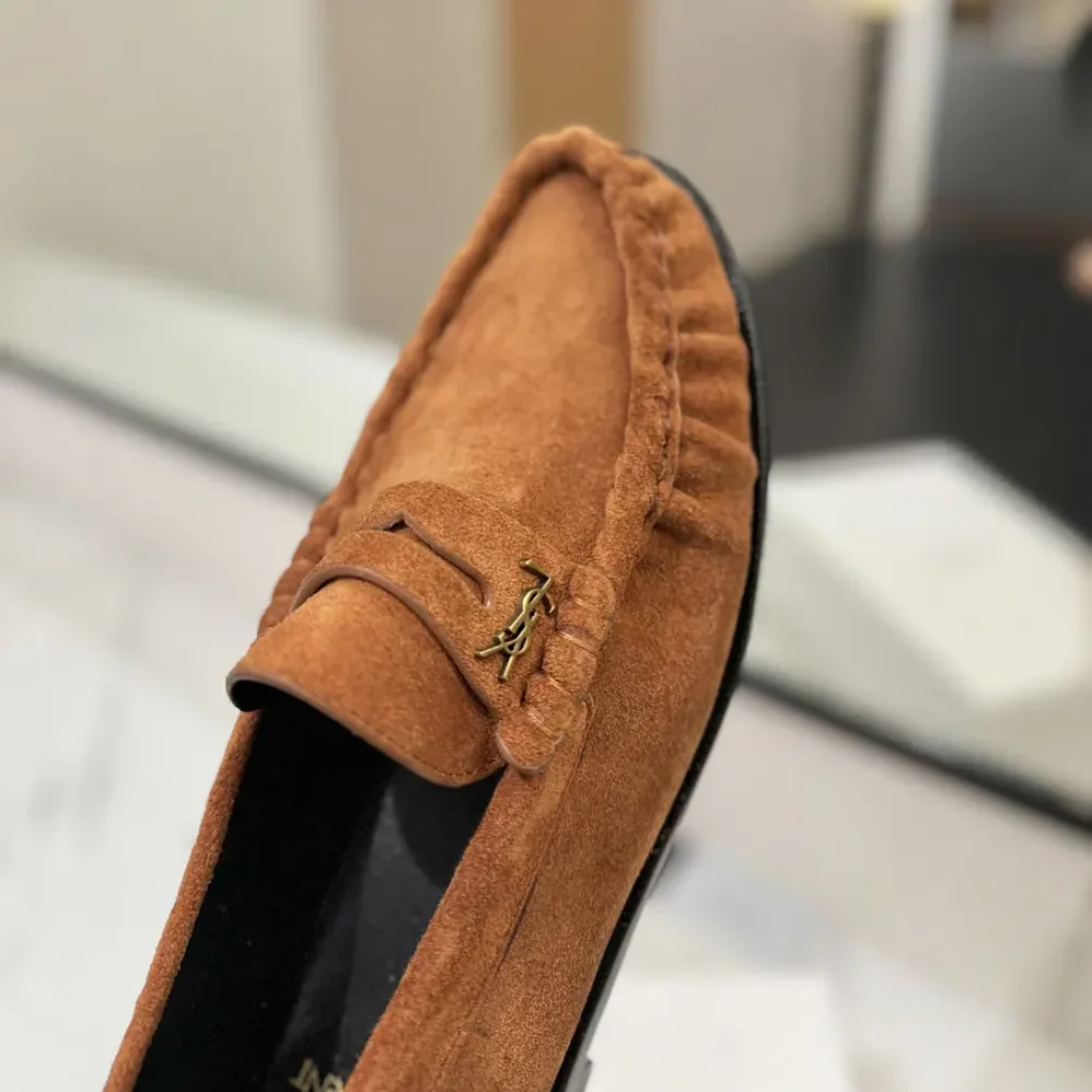 Saint Laurent YSL Laurent Loafers in Suede for Unisex in Brown