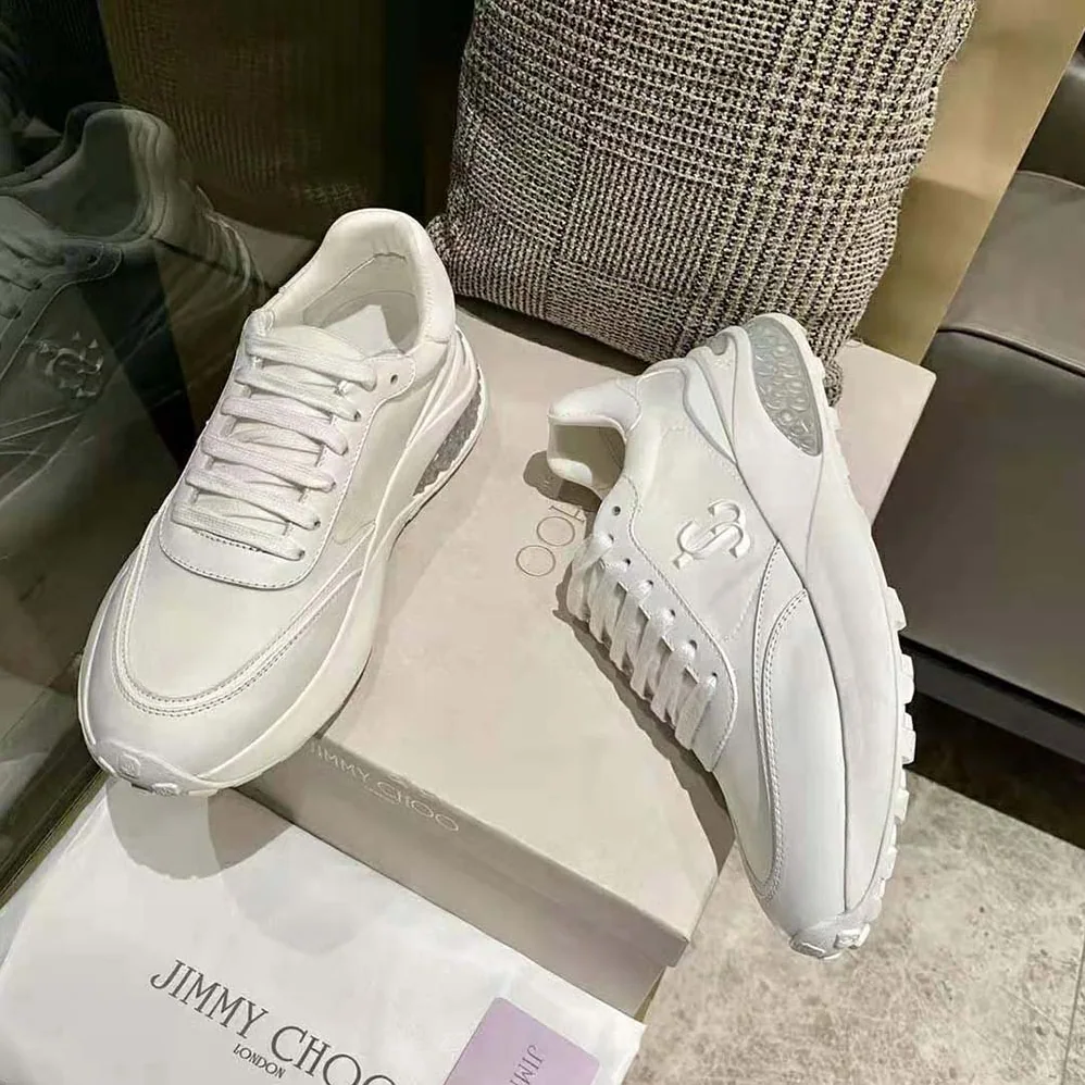 Jimmy Choo Memphis Lace UP/M White Neoprene and Leather Low for Women in Top Trainers Jimmy Choo Memphis Lace UP/M White Neoprene and Leather Low for Women in Top Trainers
